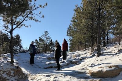Hikers walking on snow in the park